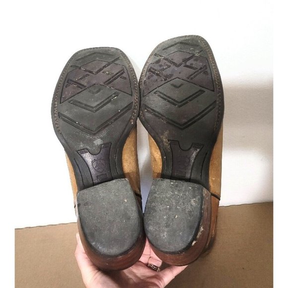 Ariat Brown Green Leather Cowboy Western Boots Mens Size 10.5 Square Toe Rodeo - Picture 5 of 10